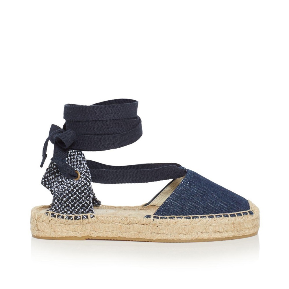 NWOT Soludos Denim Ankles Wrap Espadrilles